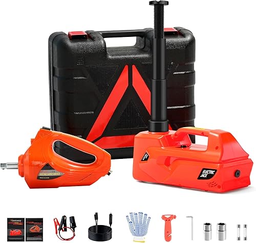 ZAISHANG - Kit de gato eléctrico para automóvil 5T gato hidráulico de piso CC de 12 V con llave de impacto eléctrica cambio de neumáticos de