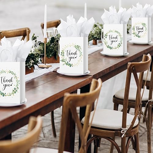 Miniatura 4 de Tinlade 30 bolsas de regalo de agradecimiento con papel de seda dorado con asa para graduación, negocios, compras, boda, baby shower, regalos de
