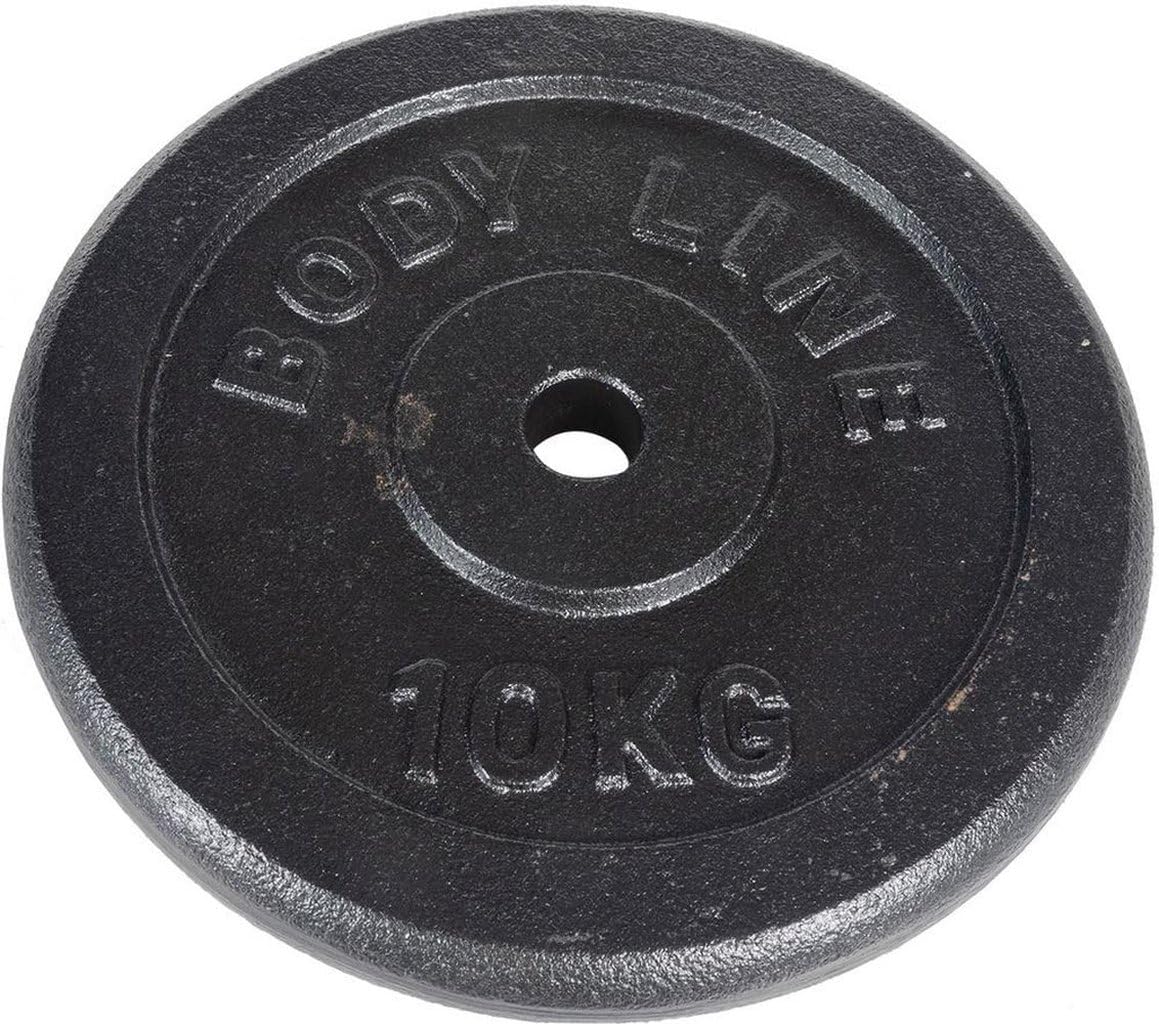 Bodyline Tarcza żeliwna 10 kg do treningu ze sztangą, hantlami i podnoszeniem ciężarów - średnica 25 mm - do siłowni, fitness, treningu domowego