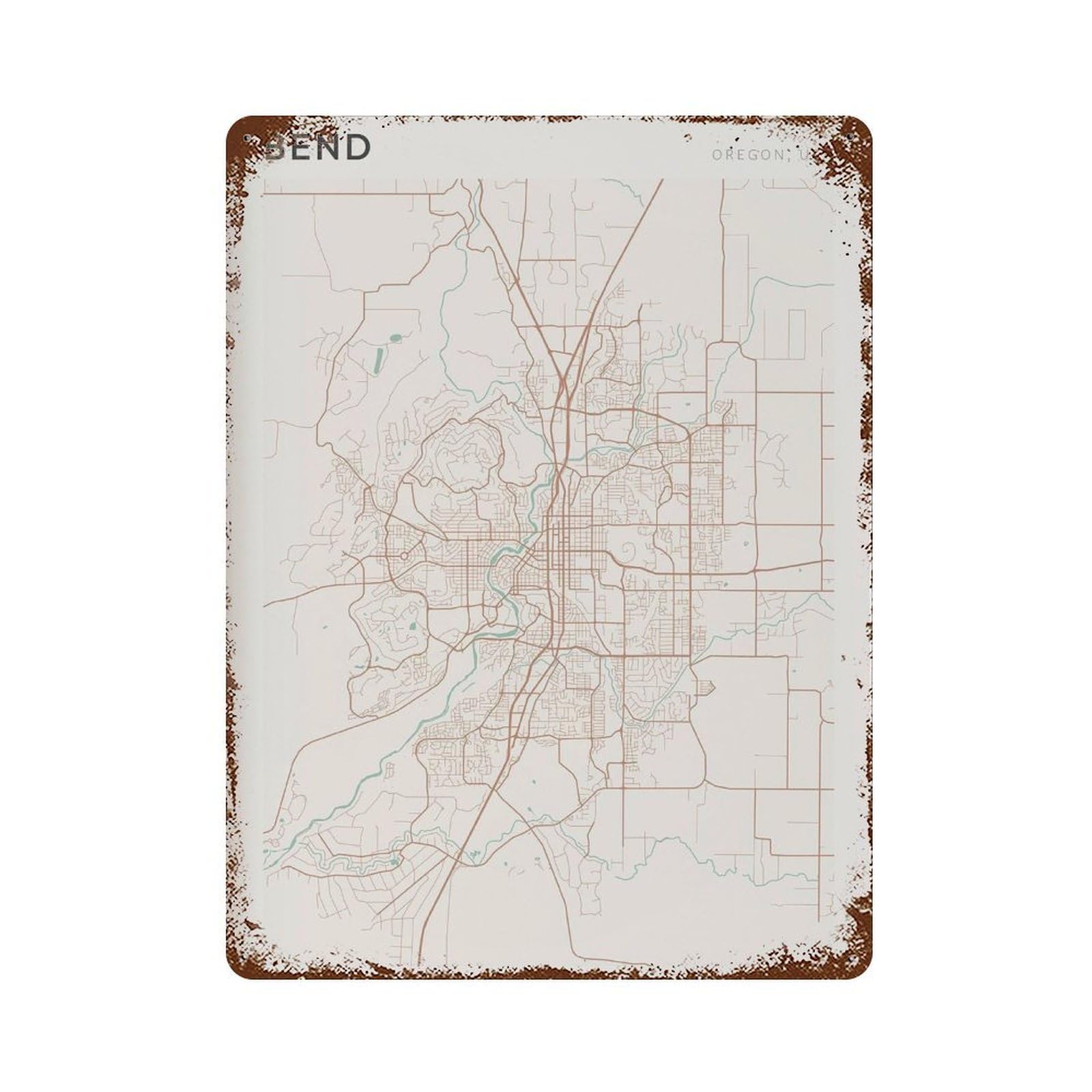 xiaoxiaoshen Bend Map Oregon Travel Gift Farmhouse Decor (2) Wall Decor Art Metal Tin Poster Modern Home Decor Art Home Bar Shop Decorations Vintage Sign 40x30cm