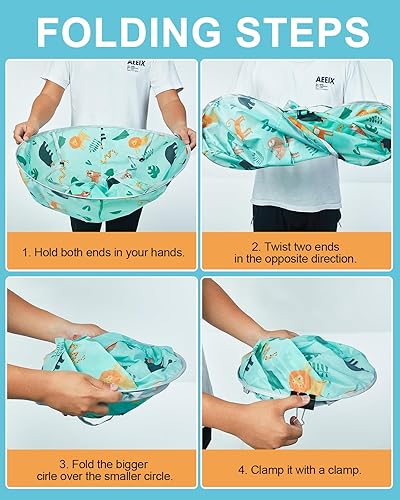 Miniatura 3 de Lictin Capas de corte de pelo para niños  Capa de corte de pelo para niños, impermeable, ajuste plegable, capa de paraguas de peluquería con 1 peine