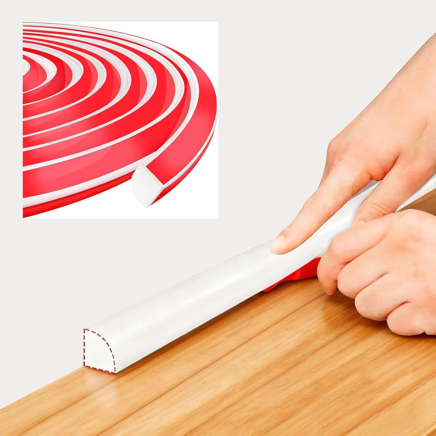 Flexible Quarter Round Caulk Strip Self Adhesive, Peel and Stick Caulking Tape, White, 3 Meters