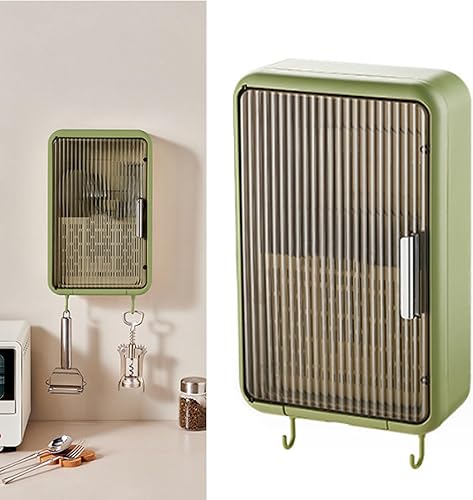 Miniatura 5 de TOPINCN Organizador de palillos montado en la pared, a prueba de polvo, almacenamiento de utensilios de cocina con tapa, adecuado para cucharones,