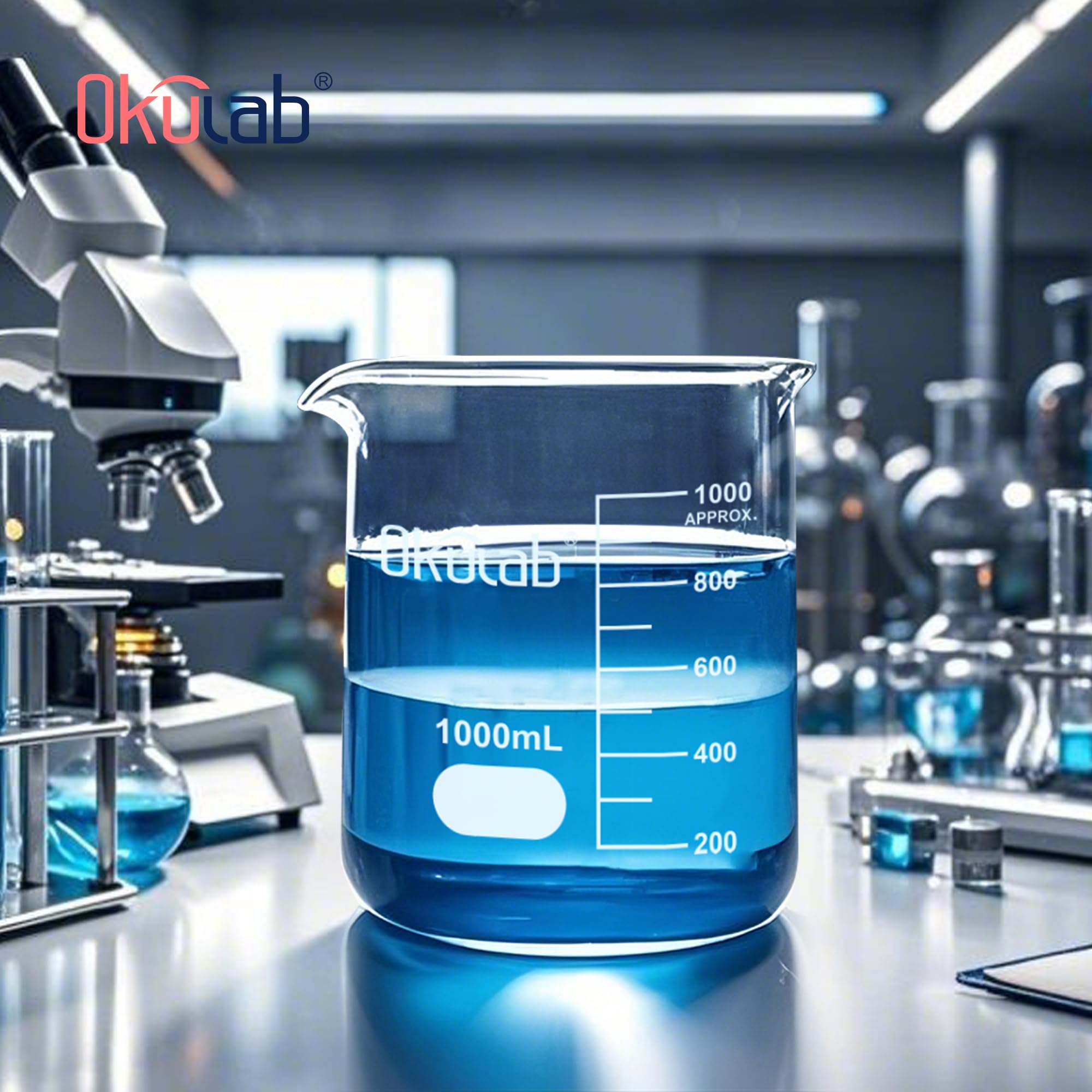 BKLG300A6-X - Juego de 6 vasos de vidrio de 300 ml, vasos de vidrio graduado para laboratorio, aula, manualidades, cocina, BKLG300A6-X