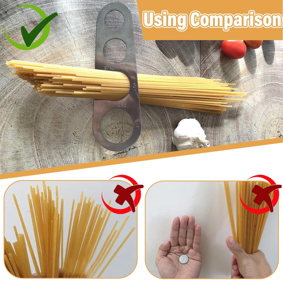 Medidores para la pasta Paquete de 3 medidas para pasta de acero inoxidable, medida para pasta de acero inoxidable, medida para pasta de acero inoxidable con 4 orificios de medición (plata)