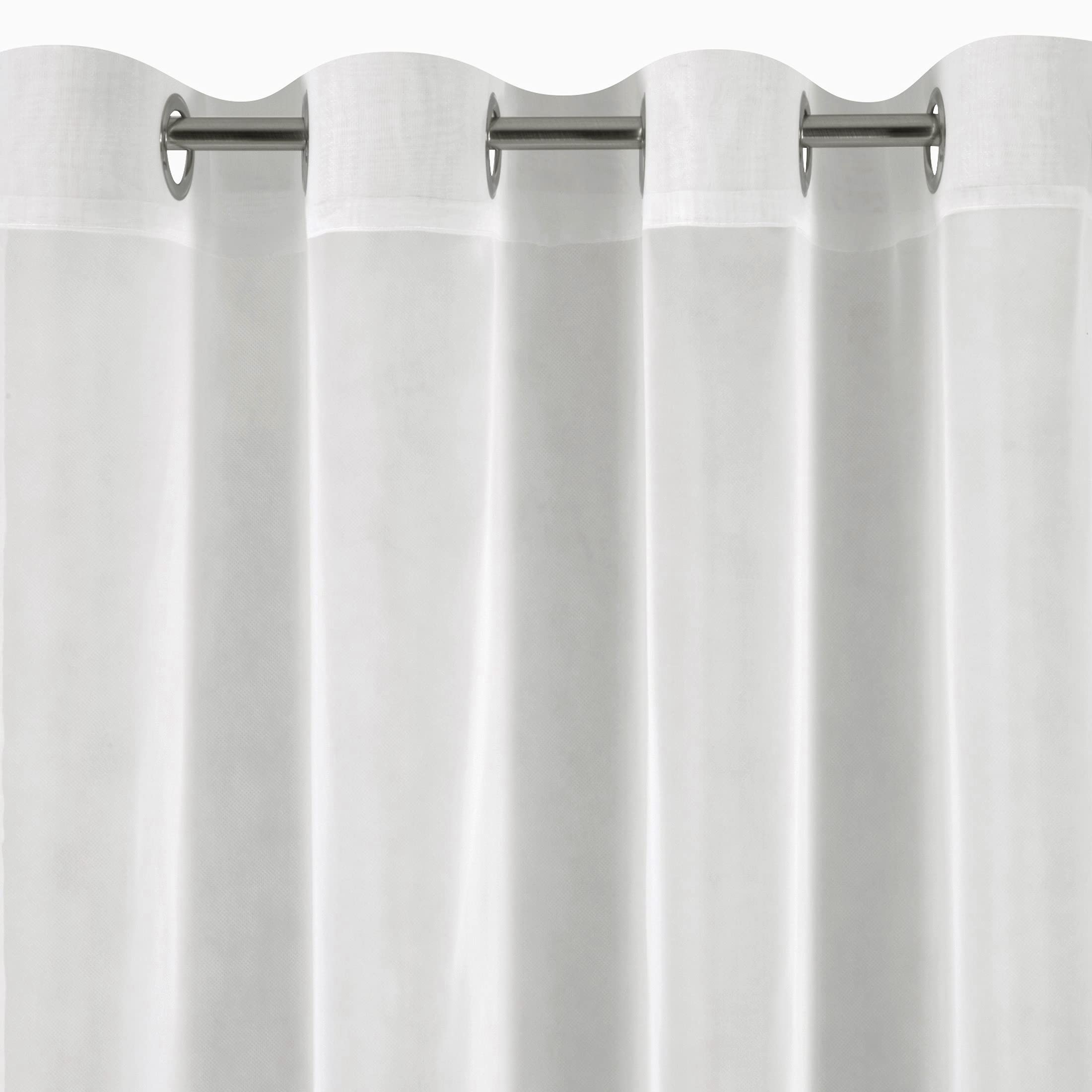 Eurofirany LUCY Voile Curtain, Sheer Curtain with Rufflette Tape - 1 Unit, Bedroom, Living Room, Kitchen, Cream, 140x250 cm - Image 3