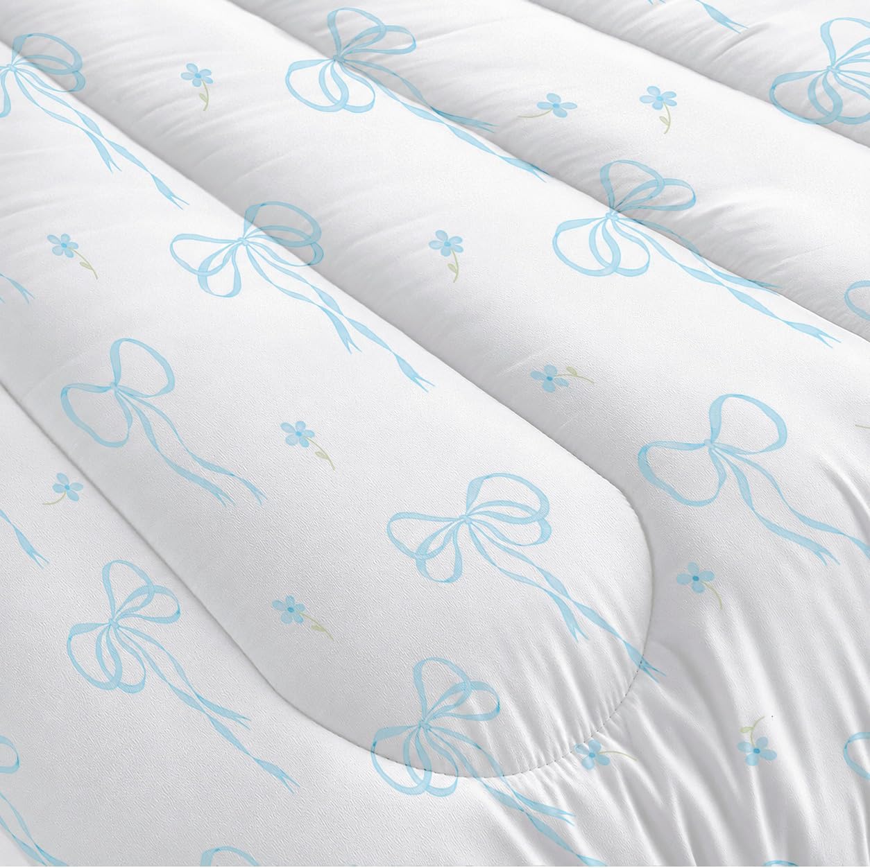Queen Light Blue Bow Comforter Set for Girls 3 Pieces | Bedding Set, Soft & Lightweight Comforter(90‘’ x 90‘’) for Girl All Season & 2 Pillowcases(30‘’x20‘’)