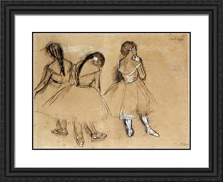 ArtDirect Degas, Edgar 24x20 Black Ornate Framed Art Print with Double Matting Titled: Three Ballet Dancers VIII