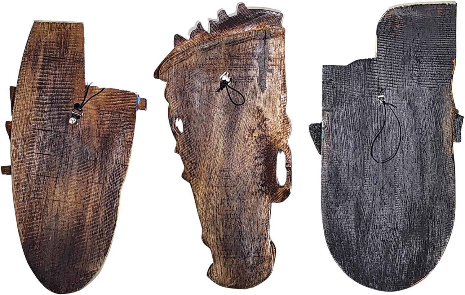 WorldBazzar 3 Pc Abstract MASK African Hand Carved Wooden Tribal Tiki MASK Wall Decor FACE Cubist Picasso, Medium