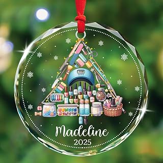 Personalized Nail Technician Glass Ornament Xmas, Nail Tech Ornament Christmas Tree Decoration 2025, Custom Name Nails Lover Xmas Glass Keepsakes, Nails Salon Christmas Ornament Gifts for Manicurist