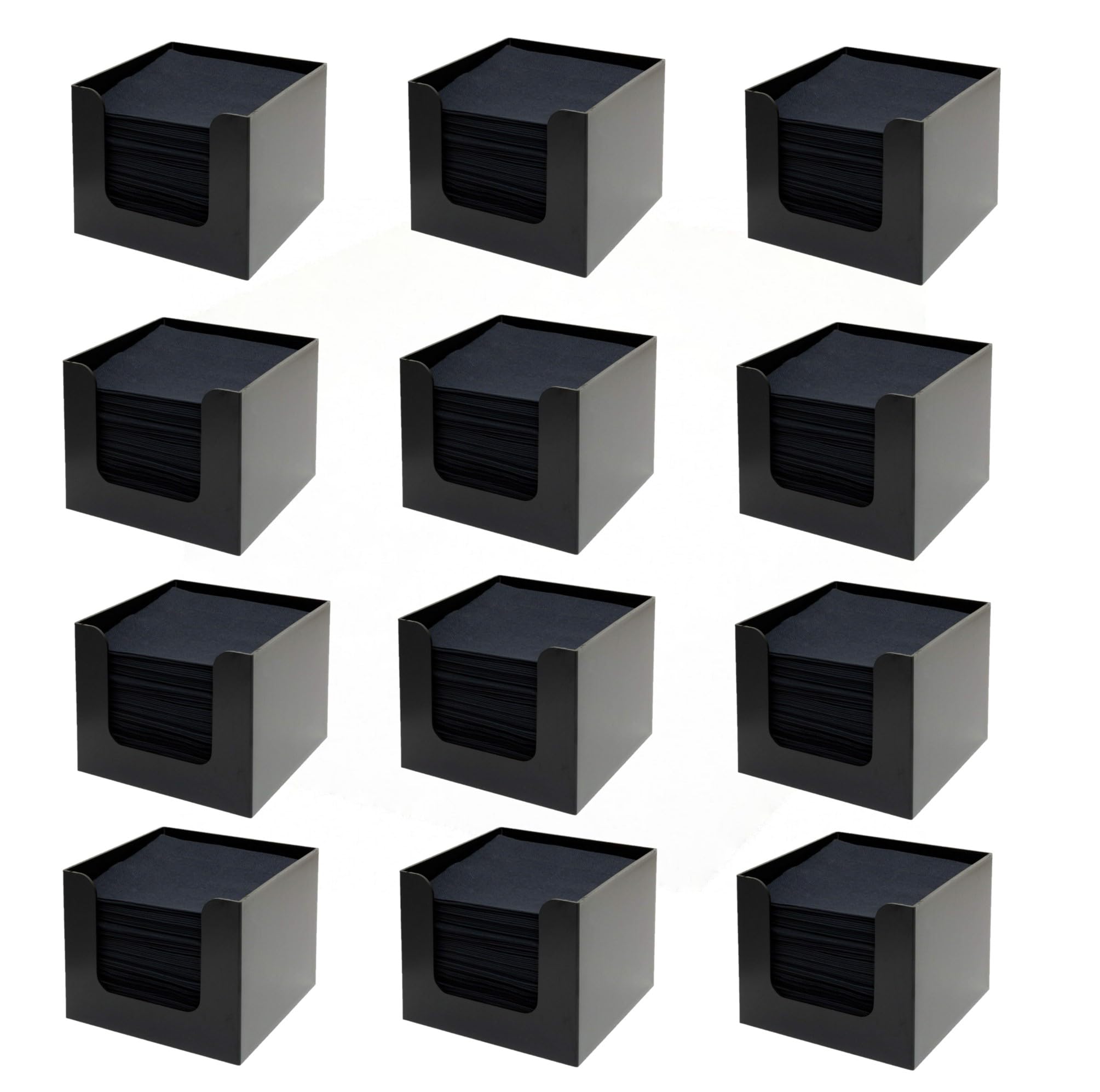 Napkin Holder Tissue Box Dispenser Cube Square Bar Hotel Bedroom Reception Organiser (12 Pack, Black)