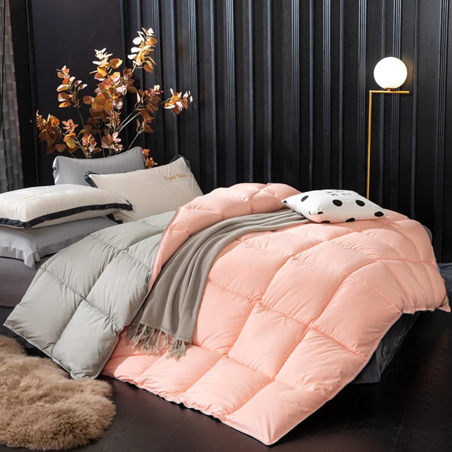 LÜZHONG Premium Heavyweight Down Comforter King Size Thickened Solid White 100