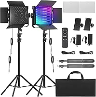 ALTSON 2-Pack 50W RGB Bi-Color LED Photography Lighting Kit, 2300K-8500K Dimmable Studio Lights for Video, Streaming, TikTok