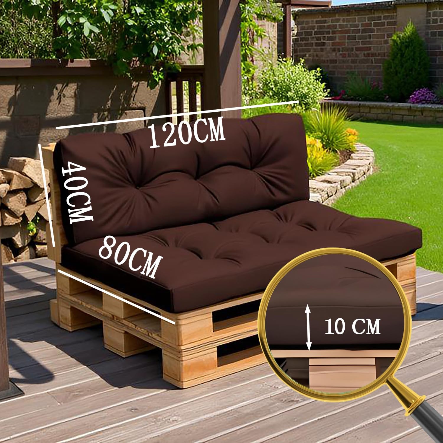 Cuscini for Pallet 120×80 120×60 100×60 80×60, Cuscino Bancale Impermeabile for Internio Esterno,Set di Cuscini for Europallet con Schienale for Divano da Giardino(Marina,120x80+120x40cm)