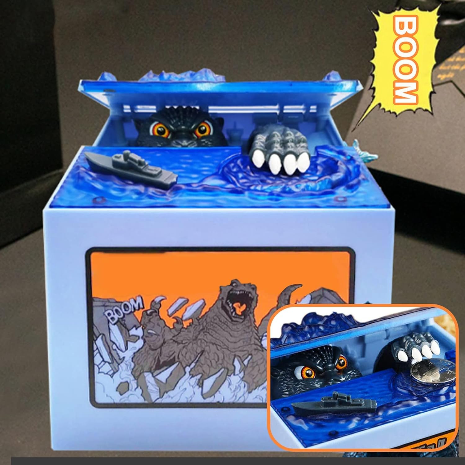 Amazon.co.jp: ミュージックつき自動ゴジラ貯金箱 43234-2384 : おもちゃ