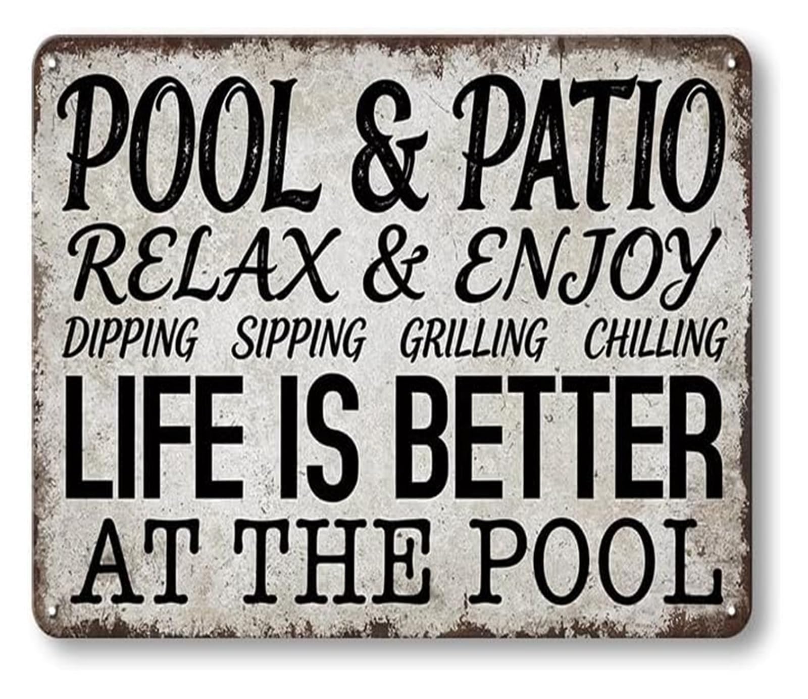ITCLEYMDZV Pool And Patio Relax And Enjoy Vintage Tin Sign Wall Decor Gift Backyard Bathroom Farmhouse Entryway 8 X 12 in