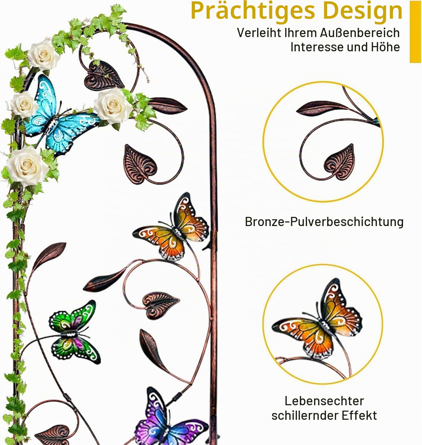 Rankgitter 2er Set, Rankgitter Metall, Rosen Rankgitter, Rankhilfe Garten, Rankobelisk Beschichtetes Metall, Gurkenstütze, Rankspalier für Kletterpflanzen Blume Tomaten Gurken, 152 x 28 cm, Farbig