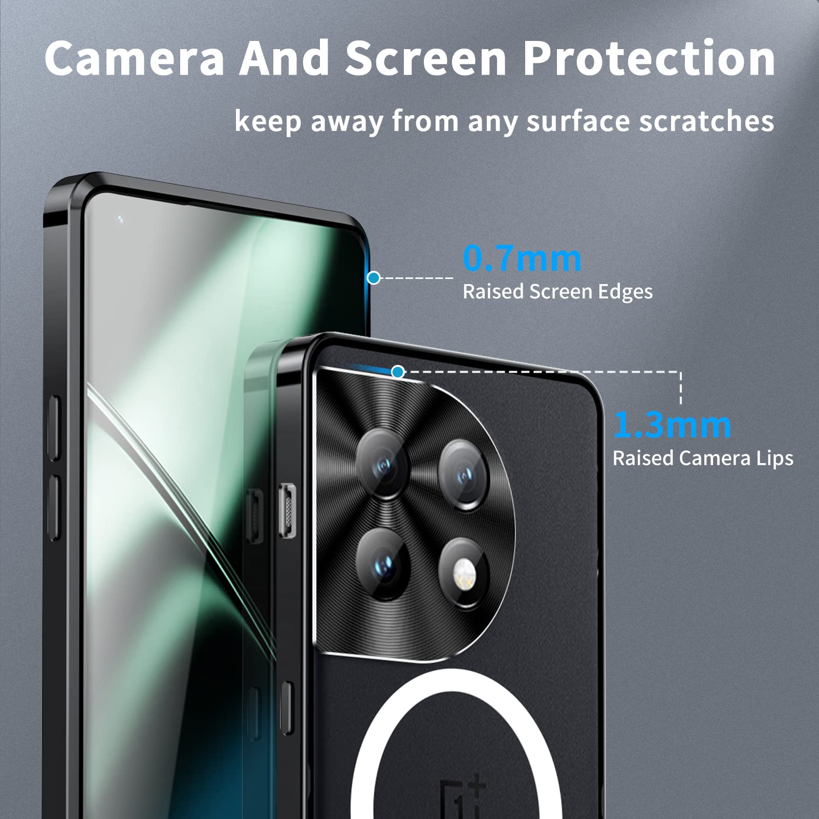 Custodia OnePlus 12 5G Antiurto Grado Militare Con Supporto Anello 360° E Copriobiettivo Scorrevole - Nero