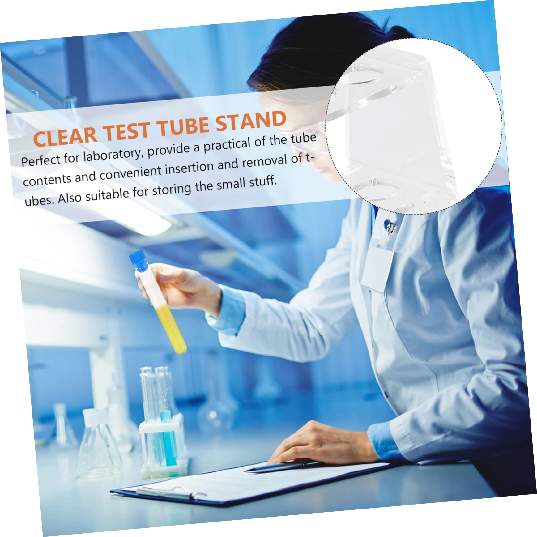 Unomor Dual Layer Acrylic Test Tube Rack Transparent Test Tube Holder for Laboratory Use Test Storage Stand for Scientific Experiments