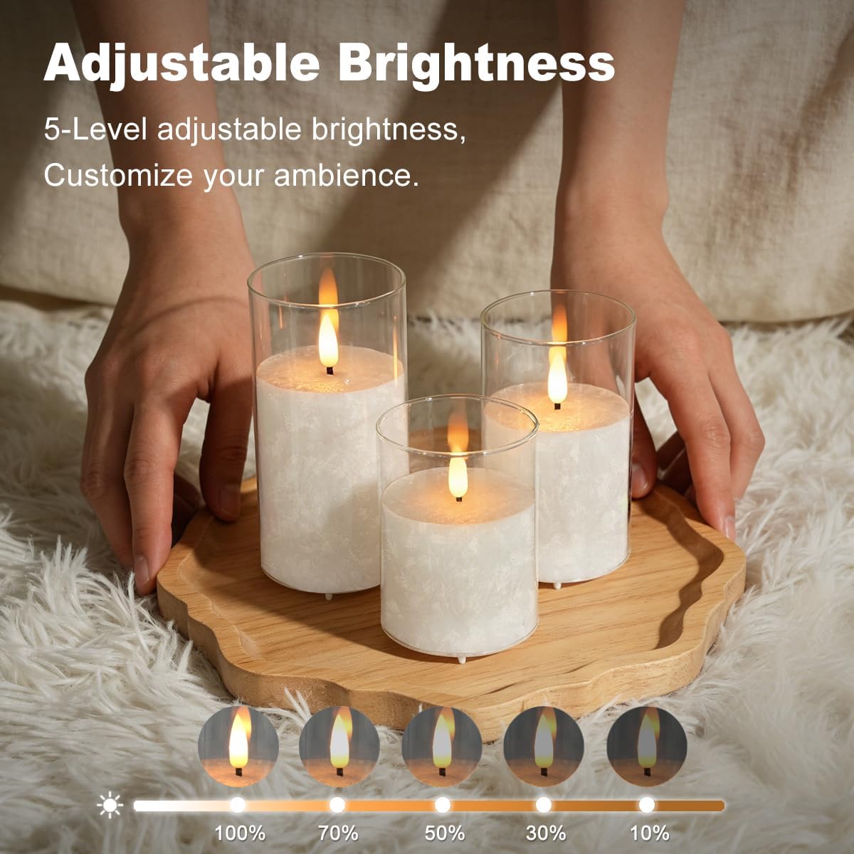 Rechargeable Ice Crystal Glass Flameless Candles, RGB Color Changing Realistic Flickering Flameless Candles with Remote & Timer,Best Festival Wedding Home Party Decor - Set of 3