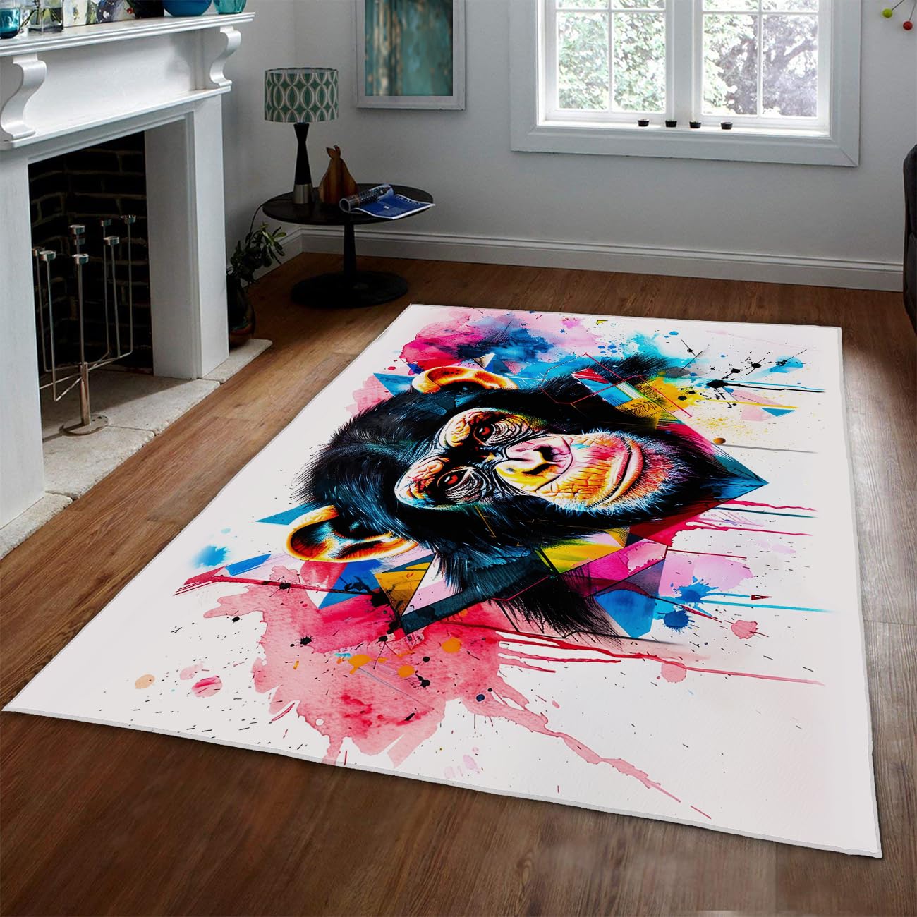 Tapis colorés salon grand imprimé graffiti monkey avec dos antidérapant