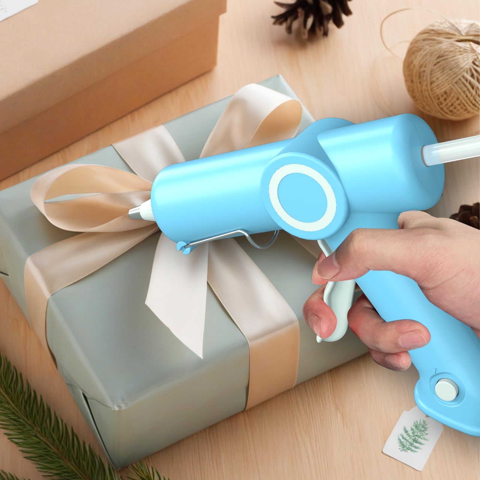 HHYSSG Pistola per Colla a Caldo 20W Pistola per Colla a Caldo con 30 Stick di Colla a Caldo Pistola Incollatrice per piccoli mestieri fai-da-te e riparazioni rapide in casa e ufficio (Blu)