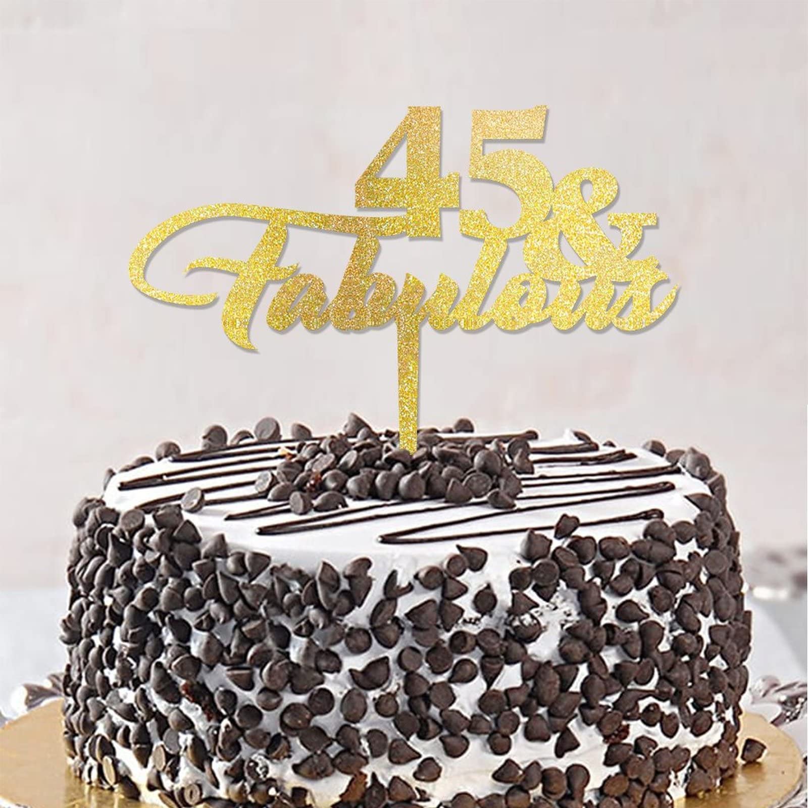 Tortenaufsätze „Happy 45th“ – 3 Stück, Gold-glitzernd, 15x21,6 Cm, Aus Karton, Für 45. Geburtstag, Jubiläum & Feiern (nicht Essbar)