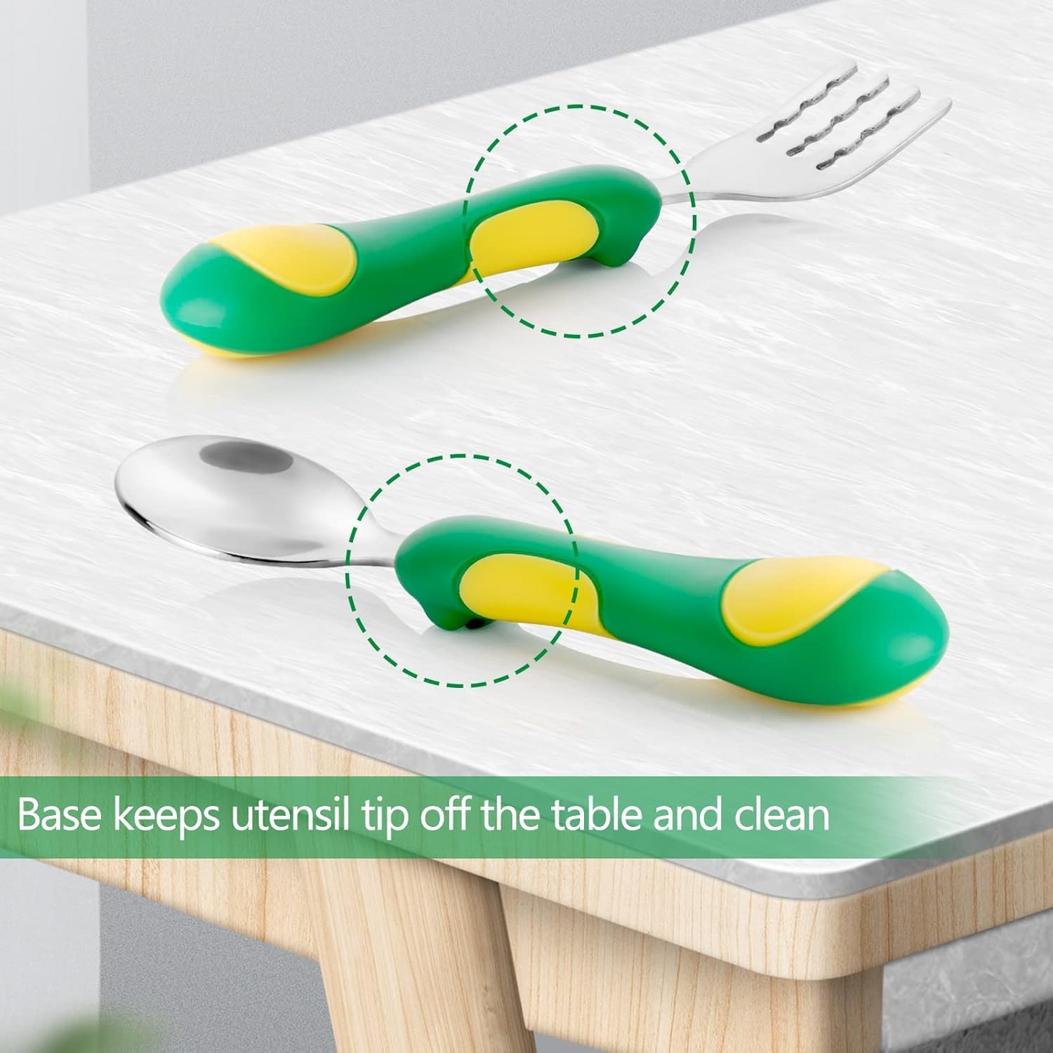 ONE AND ONLY Stainless Steel Baby Spoon Set for Baby Feeding Non Toxic BPA Free Training Feeding Spoon Fork Set Food Grade Silicone Handle Kids Feeding Spoons Set for Toddler Cutlery Set, 6 Cm - Image 7 thumbnail