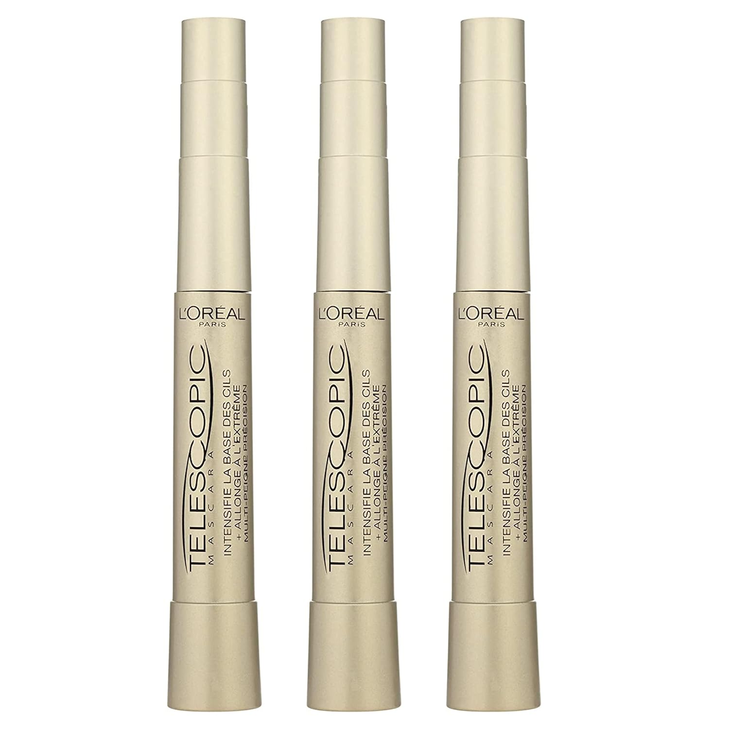 L'Oreal Paris Telescopic Mascara, Black [905] 0.27 oz (Pack of 3)