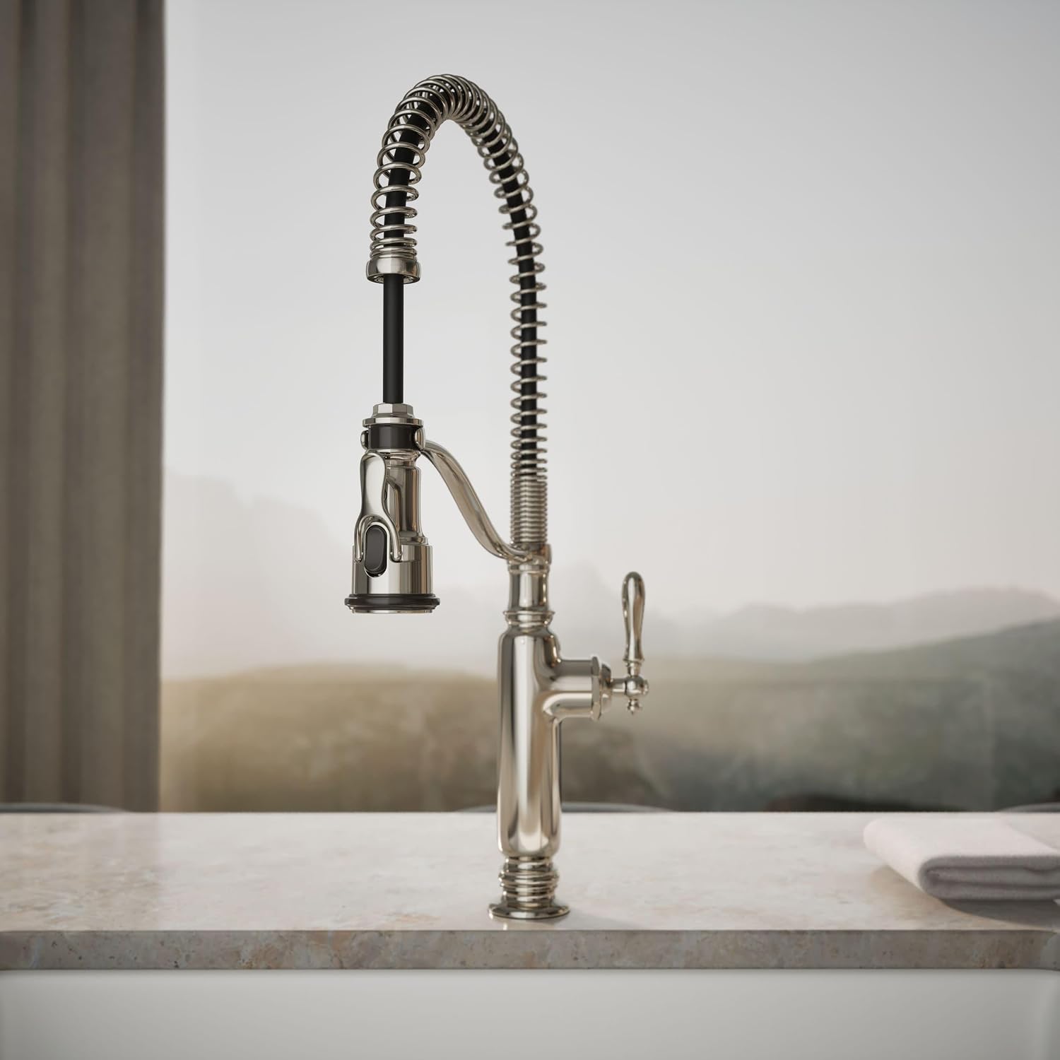 KOHLER Tournant Semi-Professional Pull-Down Kitchen Sink Faucet, Commercial Kitchen Faucet with Pull Down Sprayer, 77515-SN, Vibrant Polished Nickel