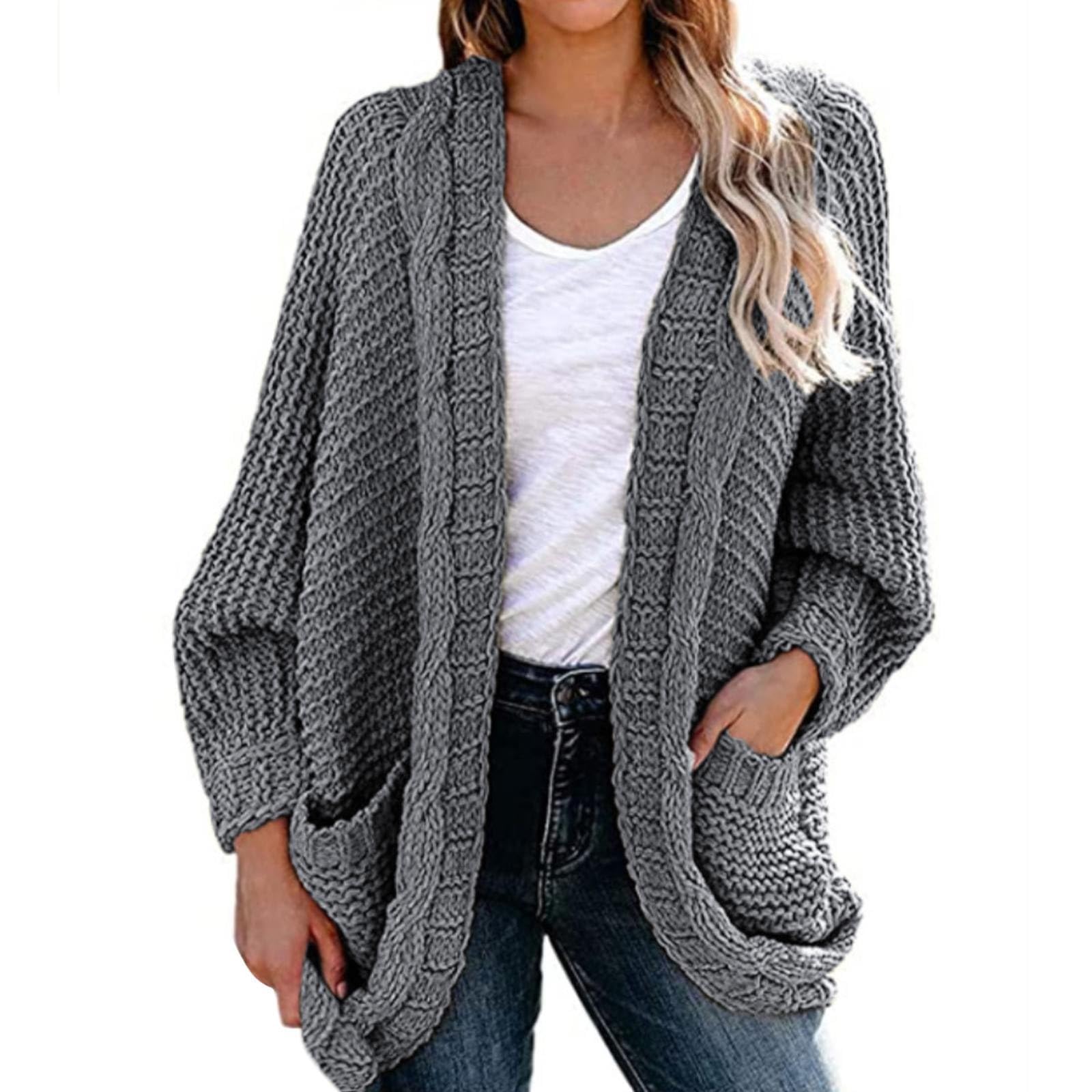 Womens Oversized Cardigan Sweaters Open Front Duster with Pocket Fall Long Sleeve Chunky Knit Sweater Outwear Coats