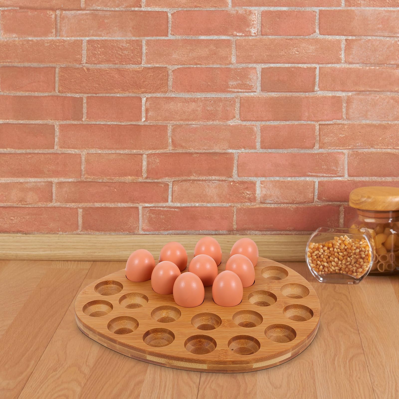 Porte-œufs en Bois Naturel 24 Compartiments – Plateau Organiseur pour Œufs Frais, Support Compact pour Réfrigérateur et Plan de Travail, Accessoire Rangement la Cuisine Pratique