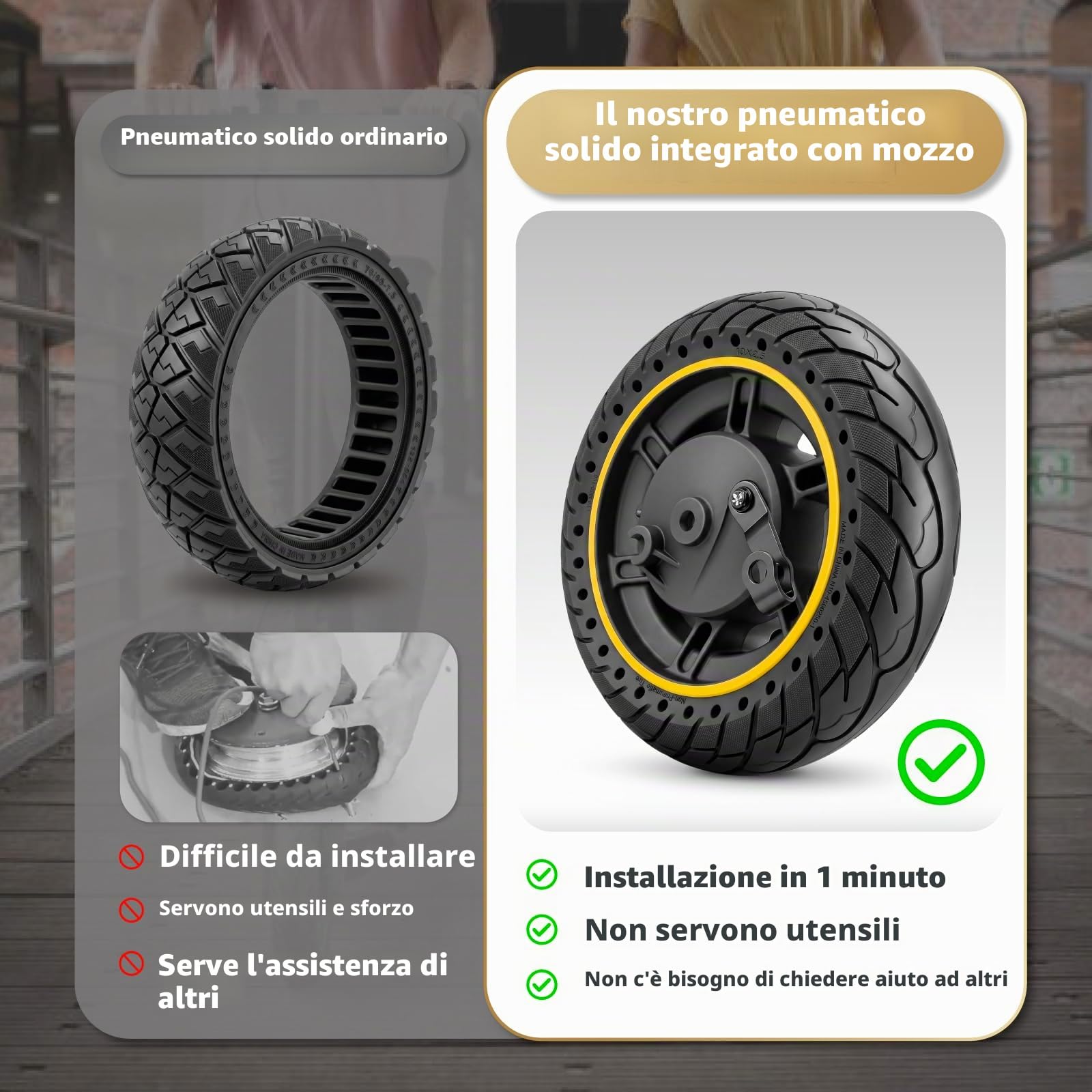 Pneumatici completi per Segway Ninebot Max G30D G30D2 G30E G30P G30LP F40, mozzo ruota anteriore con pneumatici solidi e freno ruota