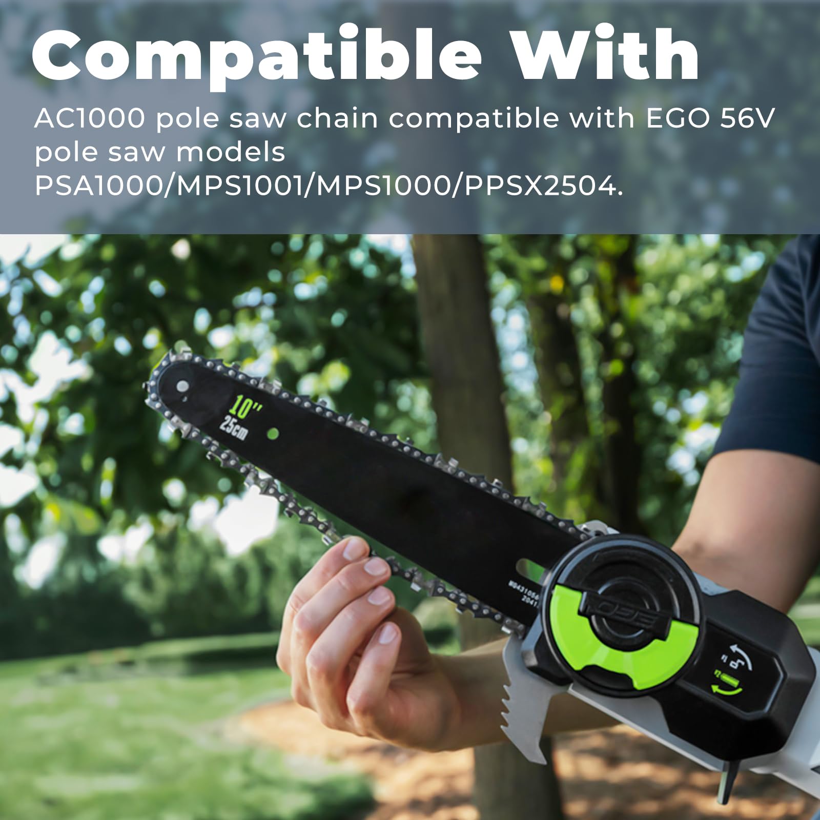 10" Pole Saw Chain Replacement for EGO 56V Pole Saw Model PSA1000,MPS1000,MPS1001,PPSX2504, AC1000 Chain Saw Blade,40 Drive Links 0.043" Gauge 3/8" LP Pitch (3 Pack)