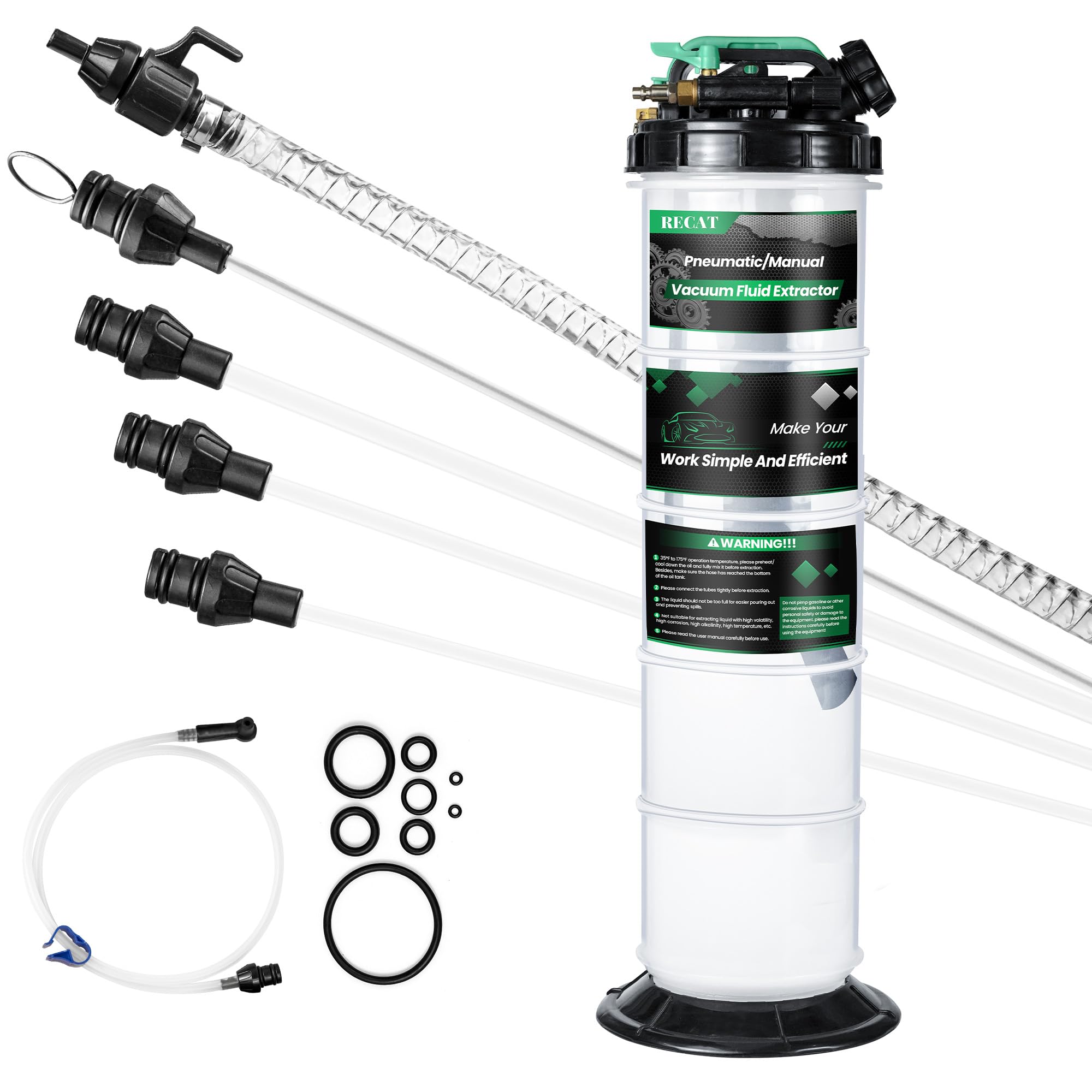 9.5L Pneumatische/manuelle Ölextraktorpumpe zum Ölwechsel, Flüssigkeitsabzug mit 5 Rohren und einem Bremsblutungsschlauch für Automobil