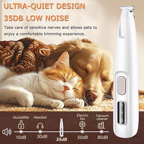 Miniatura 3 de 1 recortadora de patas de perro con luz LED, 35 dB de precisión de bajo ruido para perros y gatos, cortadora de pelo eléctrica de seguridad para