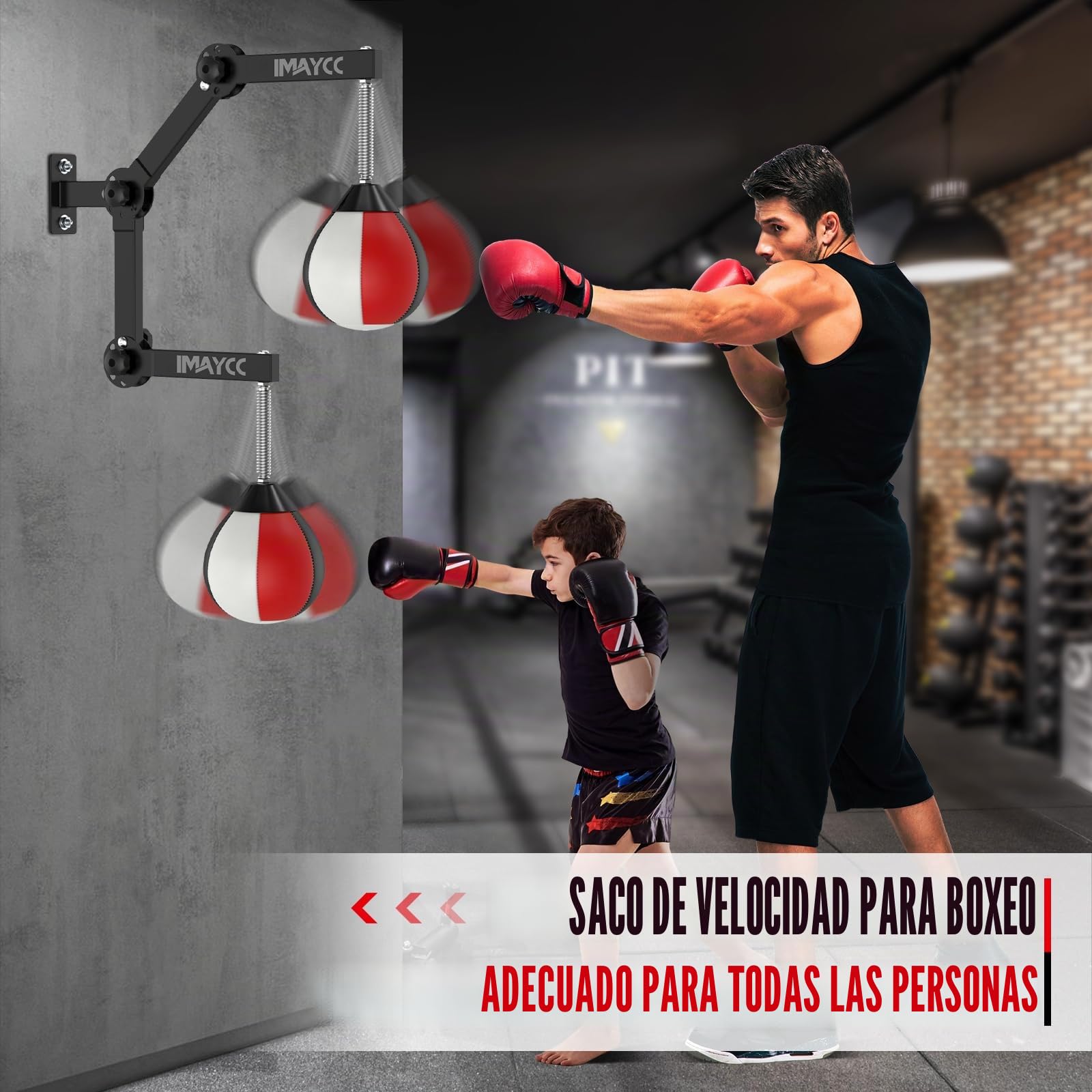 IMAYCC Speedball Boxing Bag - Bolsa de Boxeo con Soporte de Pared, Altura Ajustable, para Boxeo