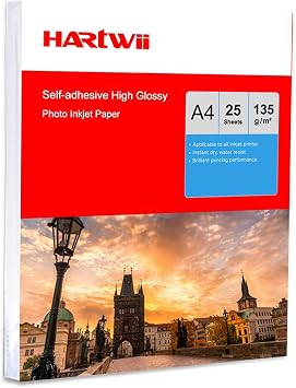 25 Sheets A4 210x297 135Gsm Self-Adhesive Sticky high Glossy Photo Paper Inkjet Paper Used for Inkjeter Printing