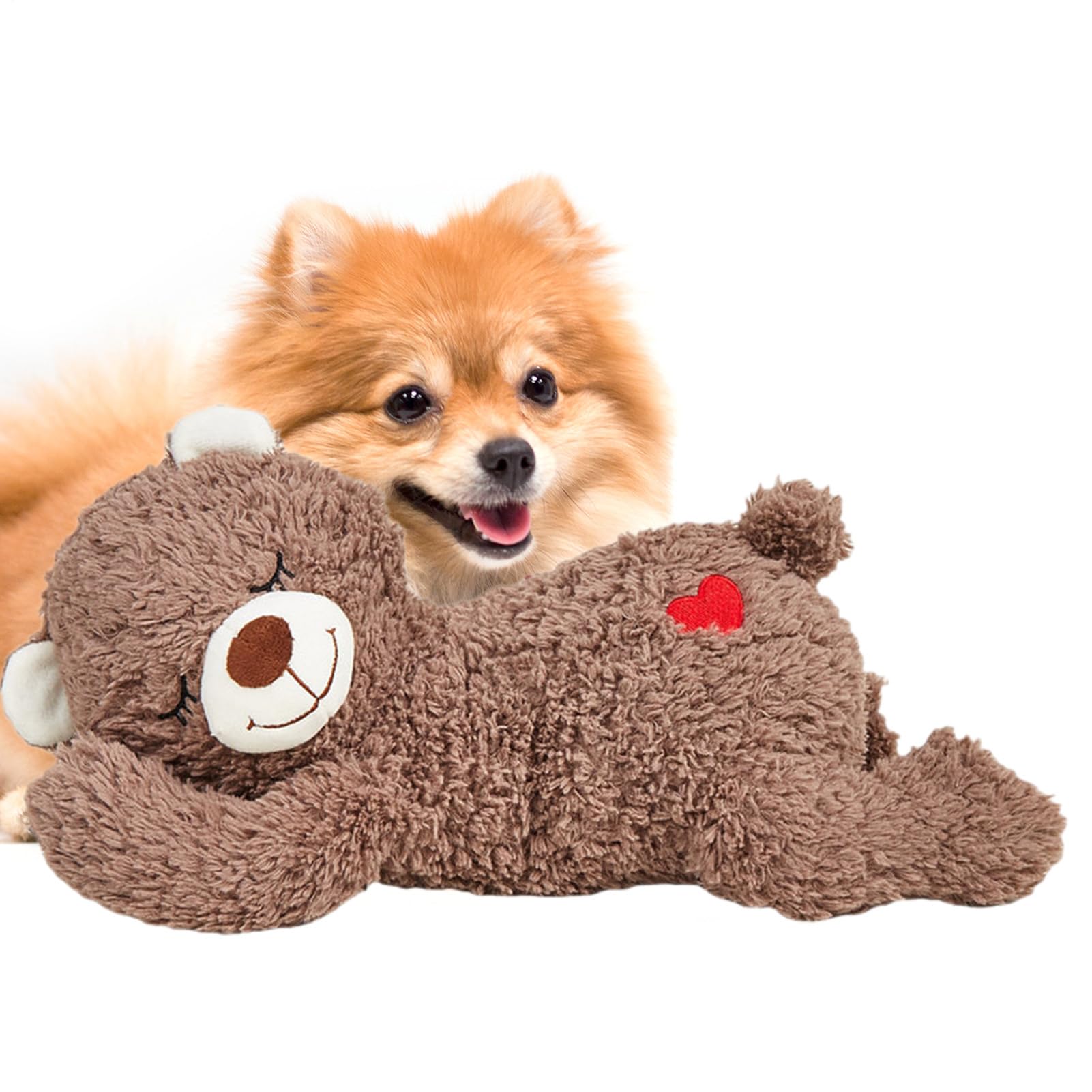 Générique en Peluche pour Chien, Peluche Simulant Un Cœur Qui Bat pour Chien, Ours en Doudou Apaisant pour Chats Et Chaton