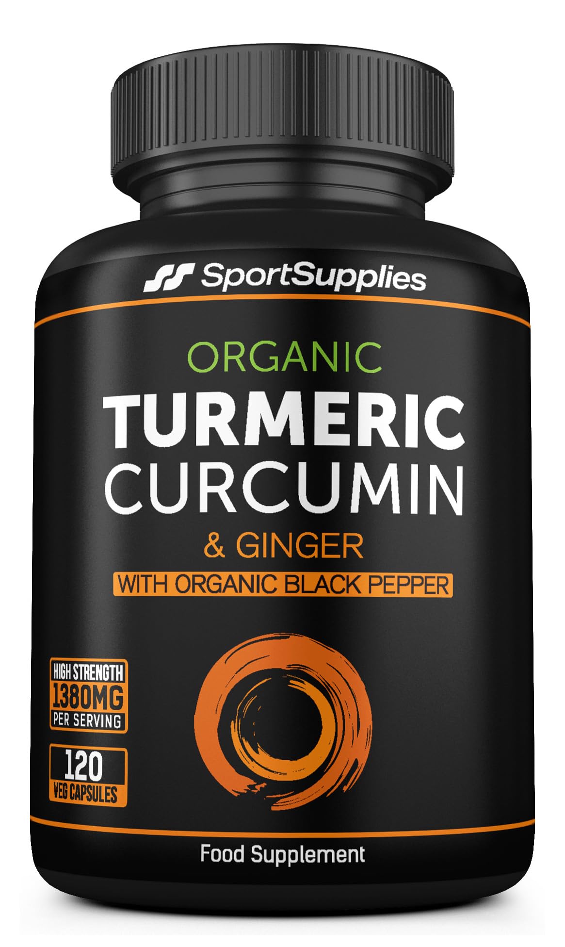 Organic Turmeric Capsules High Strength and Black Pepper with Active Curcumin with Ginger 1380mg - Advanced Tumeric - Each 120 Veg Capsule is Organic (2 Capsules per Serving)EU OrganicSoil AssociationSoil AssociationSoil Association