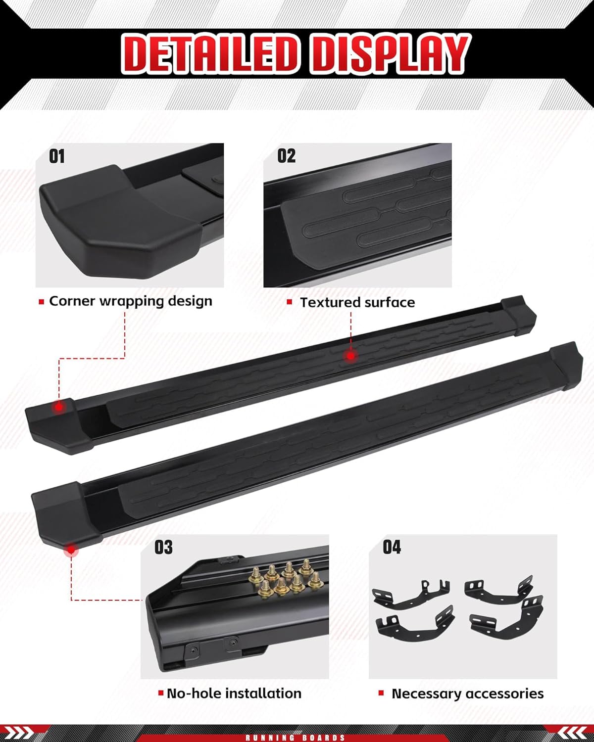 Running Board Fits for Toyota Tacoma Double Cab 2024 2025 Door Fixed Side Step Pedal Nerf Bar Platform Protector 2Pcs