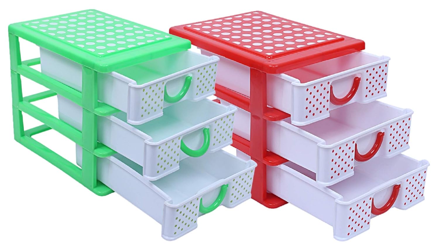 Kuber Industries Plastic 2 Pieces Three Layer Drawer Storage