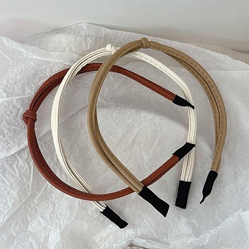 Miniatura 7 de 5 diademas de piel sintética delgadas para el cabello de mujer, diadema anudada, con nudo antideslizante, accesorios de peinado para mujeres y