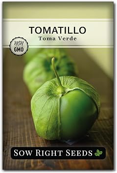 Sow Right Seeds - Toma Verde Tomatillo Seeds for Planting - Non-GMO Heirloom Packet with Instructions to Plant a Home Vegetable Garden - Mexican Husk Tomato - Ground Cherries Great for Salsa 1
