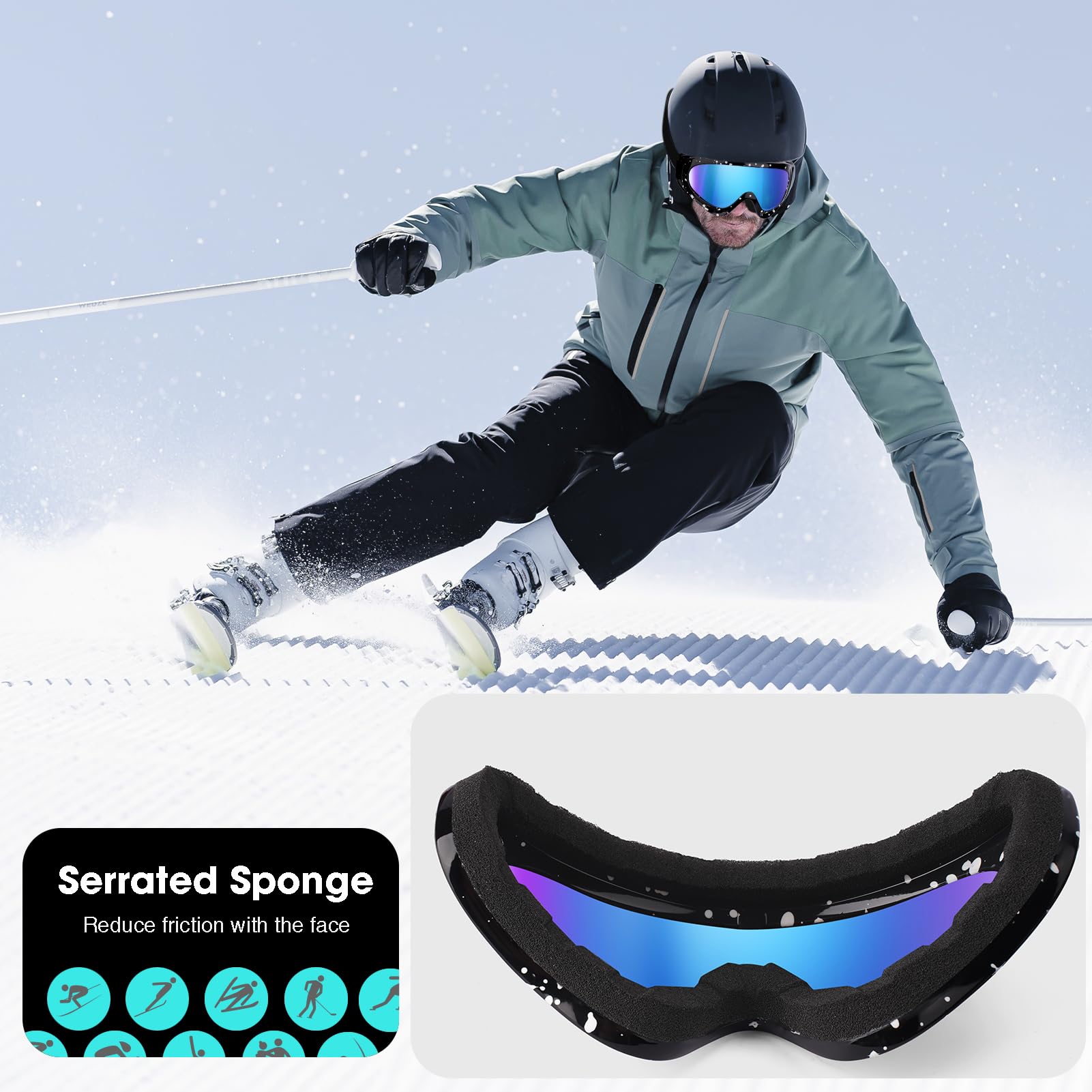 Braylin Confezione da 2 occhiali da sci da neve, occhiali da snowboard per uomini, donne, ragazzi, bambini, ragazzi o ragazze, occhiali da motoslitta