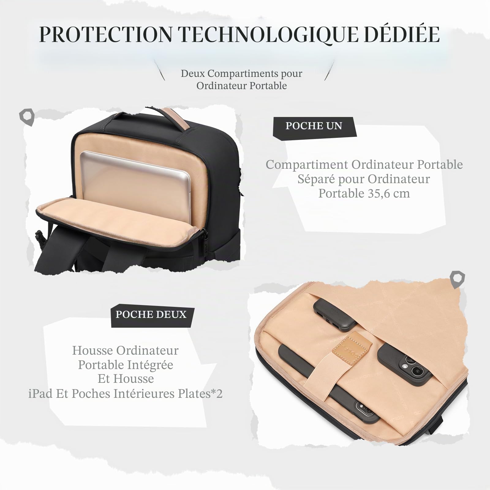Sac à Dos pour Appareil Photo avec Compartiment Ordinateur Portable 14 Pouces et Housse imperméable, Sac Photo Professionel pour DSLR/SLR/Drone, Sac de Photographie avec Canon/Nikon/Sony (Noir)