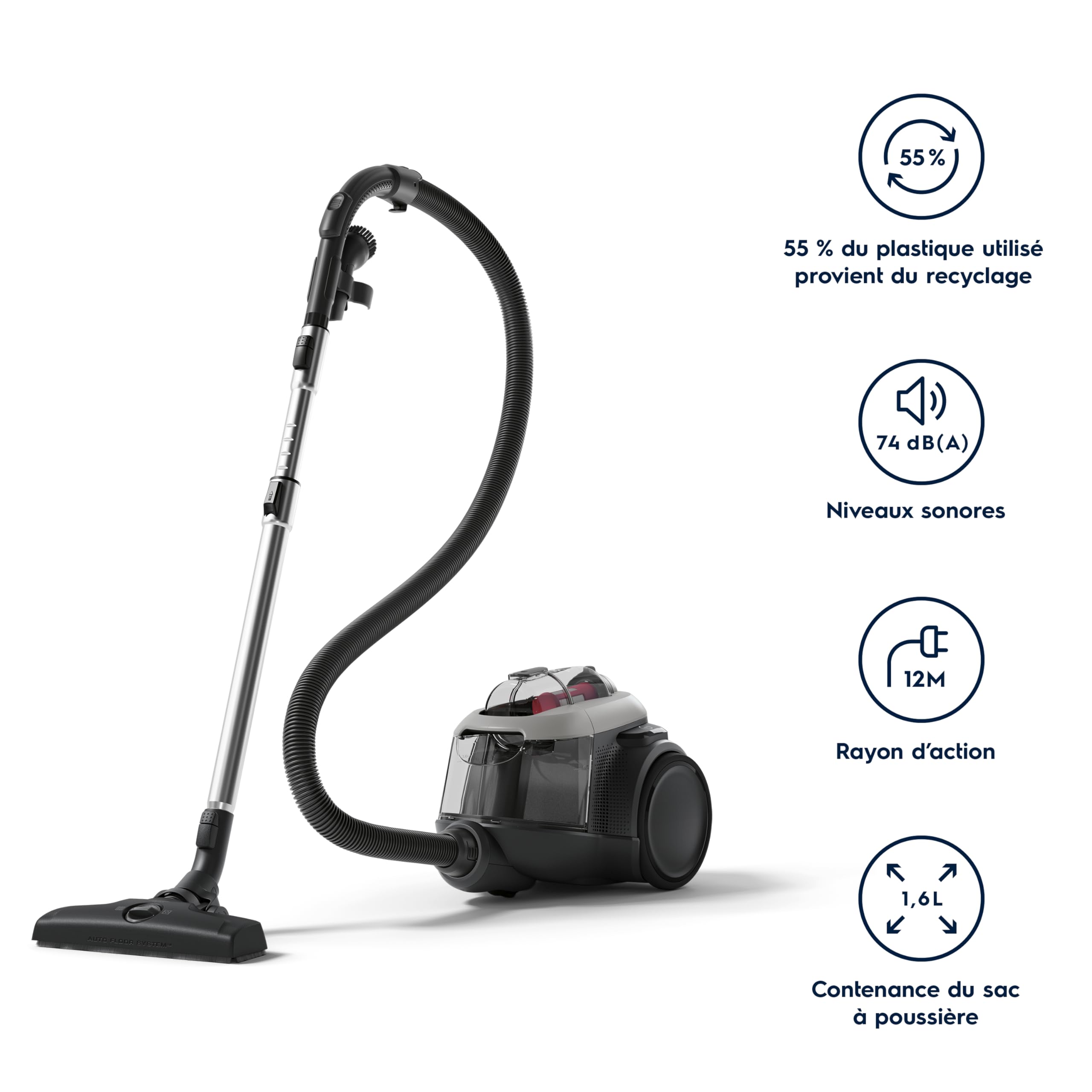 Electrolux Animal 600 EL61A4UG, Aspirateur Traineau sans Sac, Accessoires Poils d'animaux, 6 étapes de Filtration, Gain de Place, Technologie Cyclonique, Gris