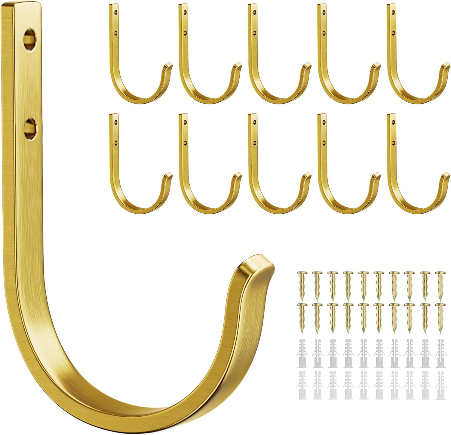 Wall Hooks for Hanging Towel/Coat - J Hook Metal Multipurpose Hanger Wall Mount, for Outdoor, Closet, Door, Bathrooms, for Backpack, Robe, Clothes, Key Utensils Holder (10, Golden)-image-37