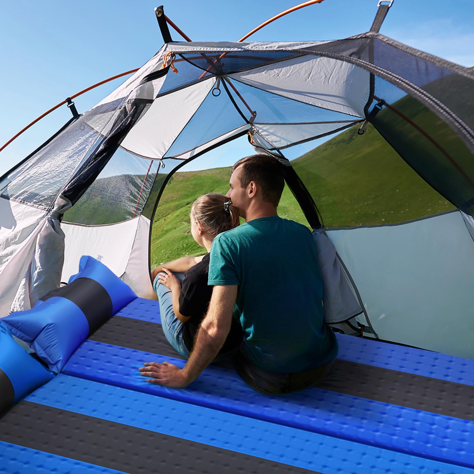 OATIPHO Inflatable Sleeping Pad Memory Camping Cushion Automatic Self-Inflating Air Mattress for Hiking Climbing Travel Dark Lightweight Easy to Pack