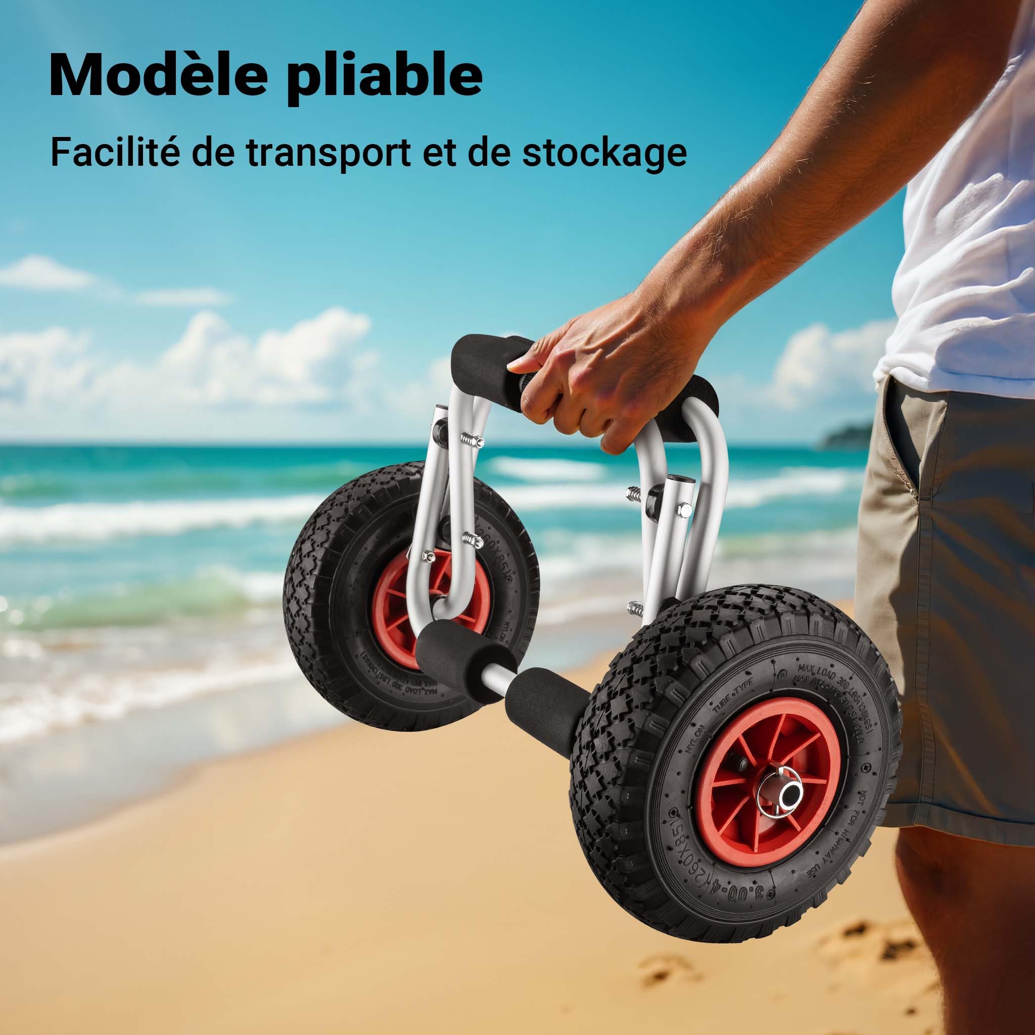 WilTec Chariot de Transport en Aluminium pour Kayak Canoë avec Supports en Mousse Sécurité Sangles Transport Bâteau Fixation